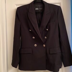 Zara Size L Black double breasted blazer. Balmain inspired